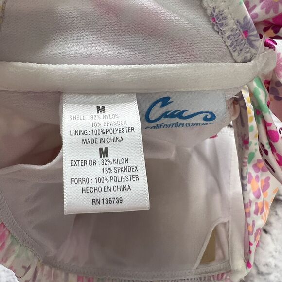 California Waves Floral Print Smocked Bandeau Juniors Bikini Top M NWT Multi - Picture 5 of 5